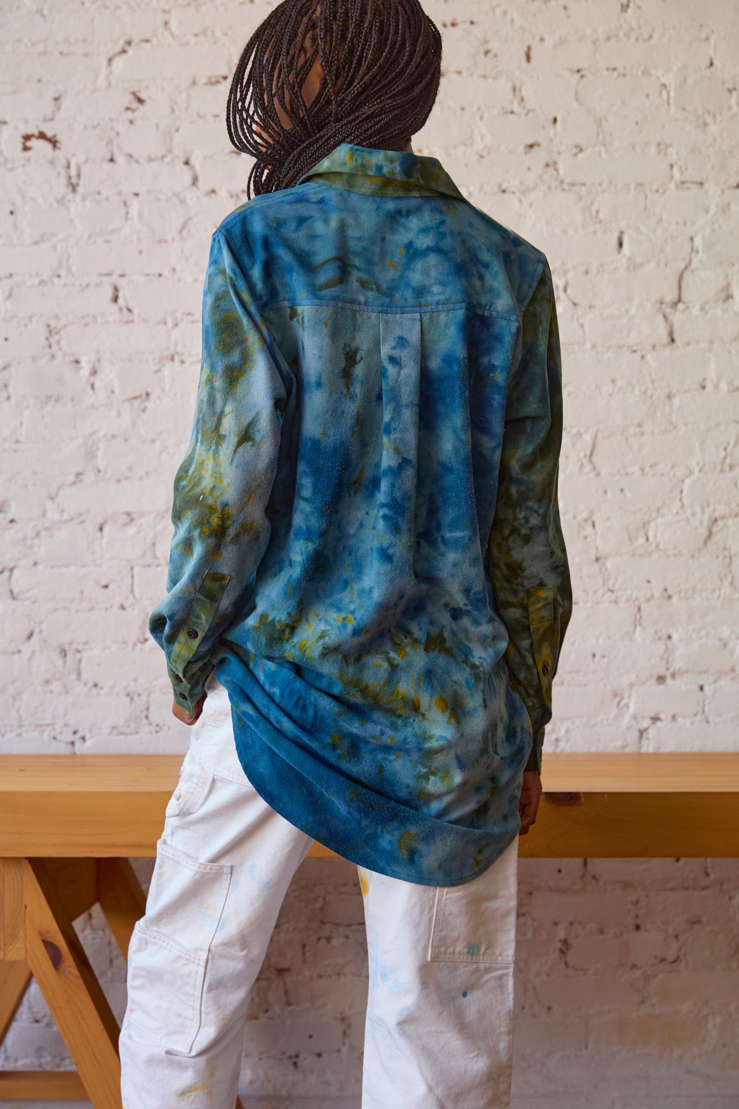 sample sale button down in raw silk