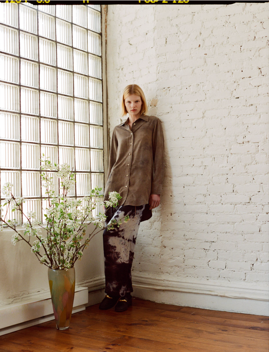 sample sale botanical button down in ash