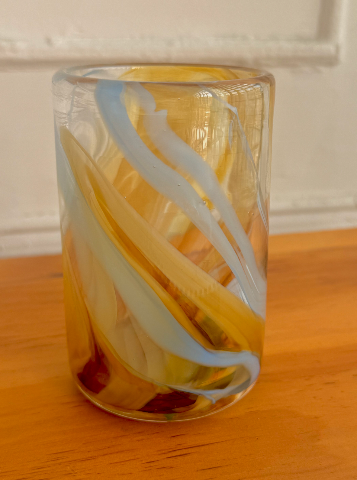 sample sale glass with light blue and amber